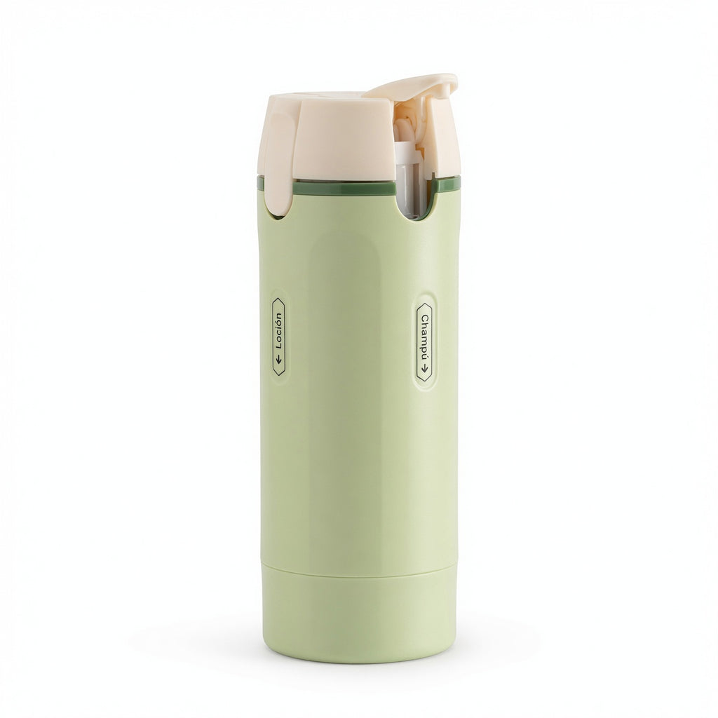 Dispensador de viaje 4 en 1 aprueba de fugas, botellas portátiles recargables para champú, acondicionador y sanitizante ideal para viajar