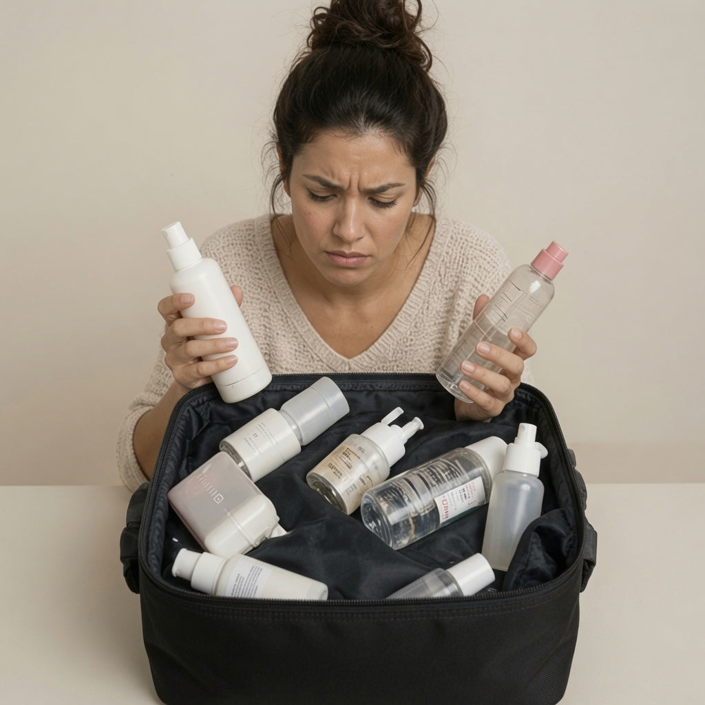 Dispensador de viaje 4 en 1 aprueba de fugas, botellas portátiles recargables para champú, acondicionador y sanitizante ideal para viajar